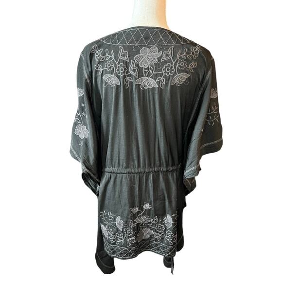 Monoreno black floral boho Embroidered swimsuit coverup swimwear neutral - Picture 6 of 8
